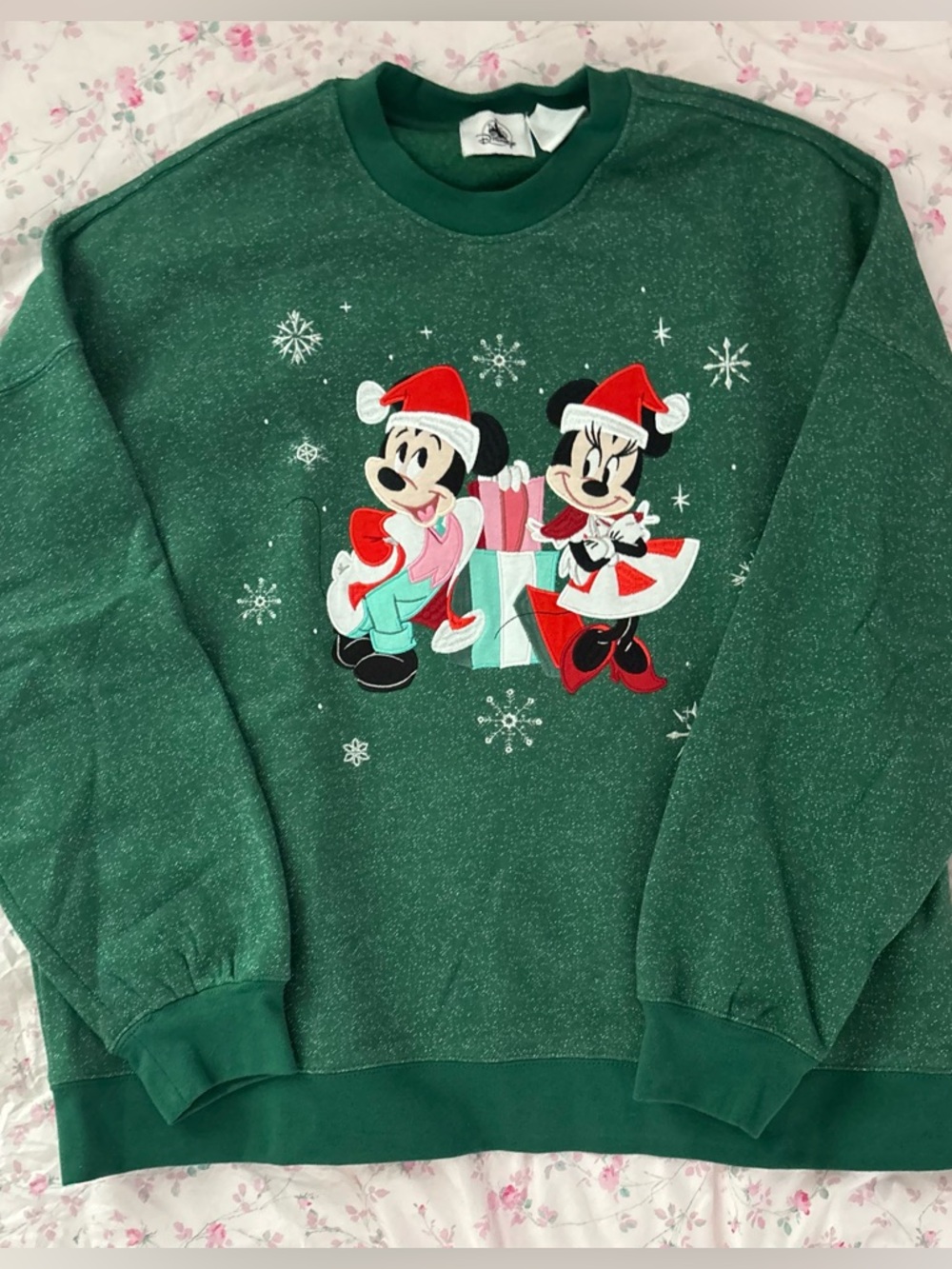 Disney Mickey & Minnie Mouse Green glitter sweatshirt